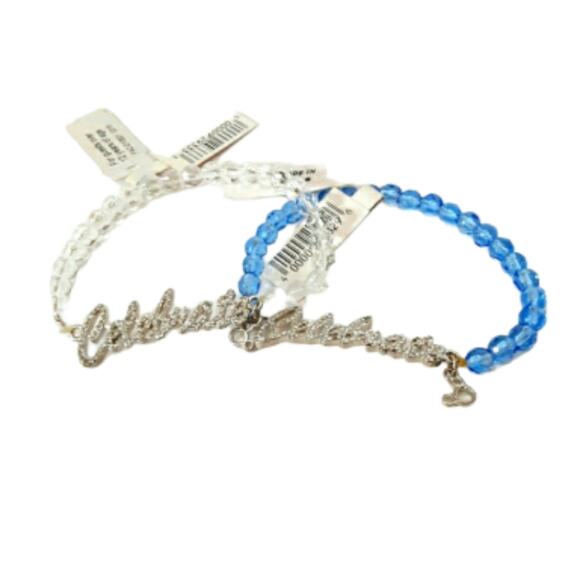 Disney Parks Princess Clear Crystal Elastic Stretch Bracelet Set NWT - Picture 1 of 6